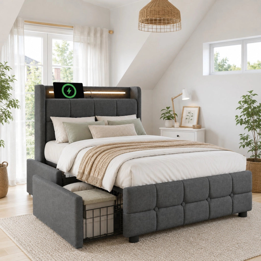 letto singolo legno grigio 90 x 200 cm
