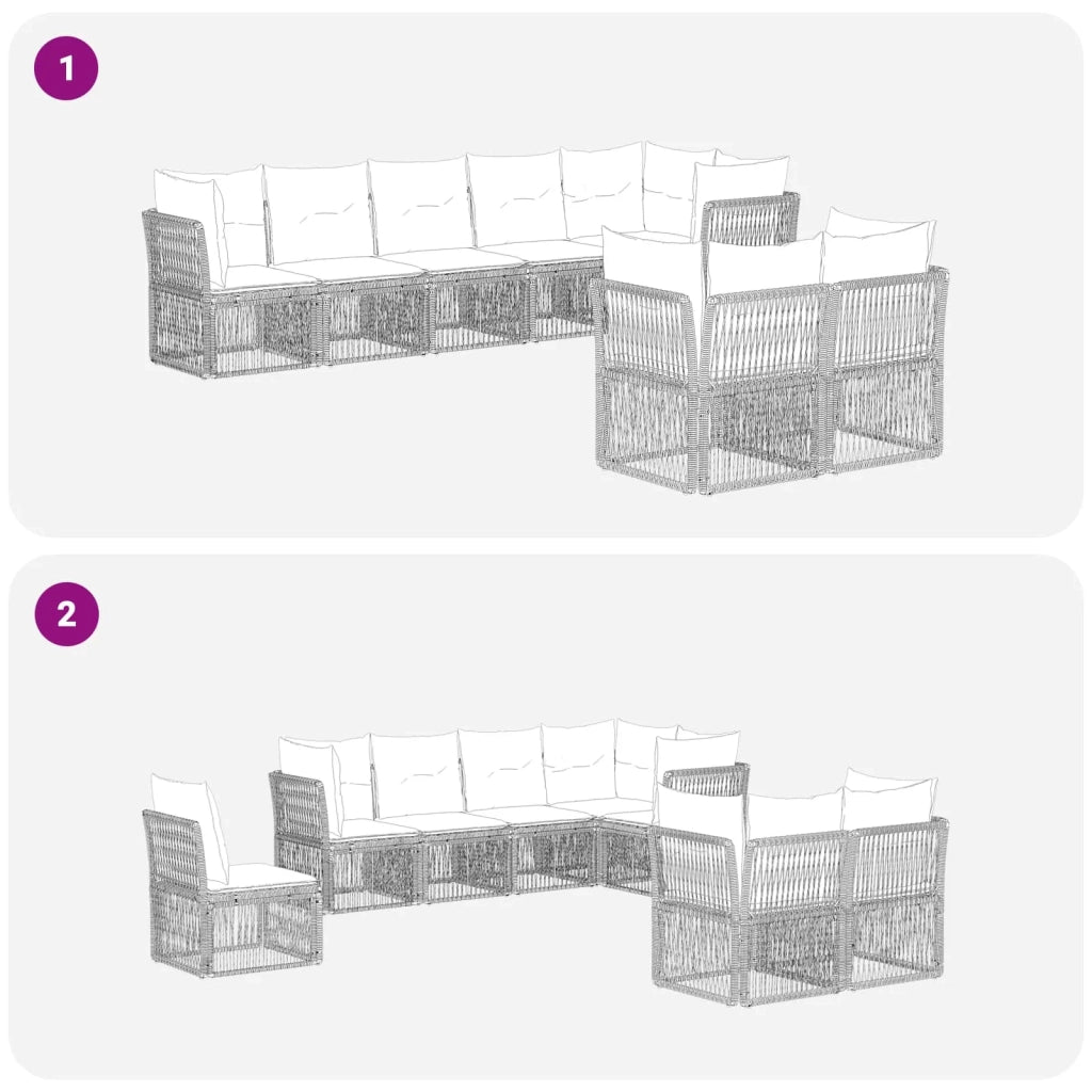 Set Divano da Giardino 8 pz Grigio polyrattan 3434285
