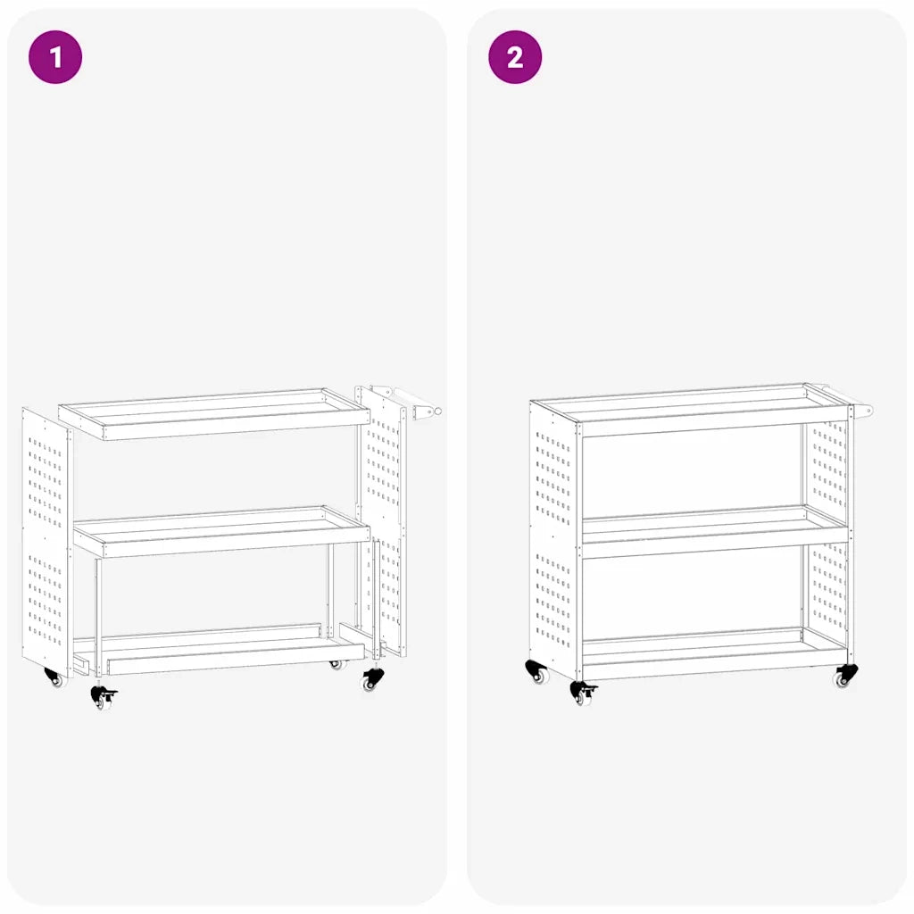 Carrello per Attrezzi con lo scaffale Nero 75 x 35 x 73 cm 874539