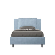 BS COM Letto singolo contenitore imbottito 100x210 microfibra azzurro