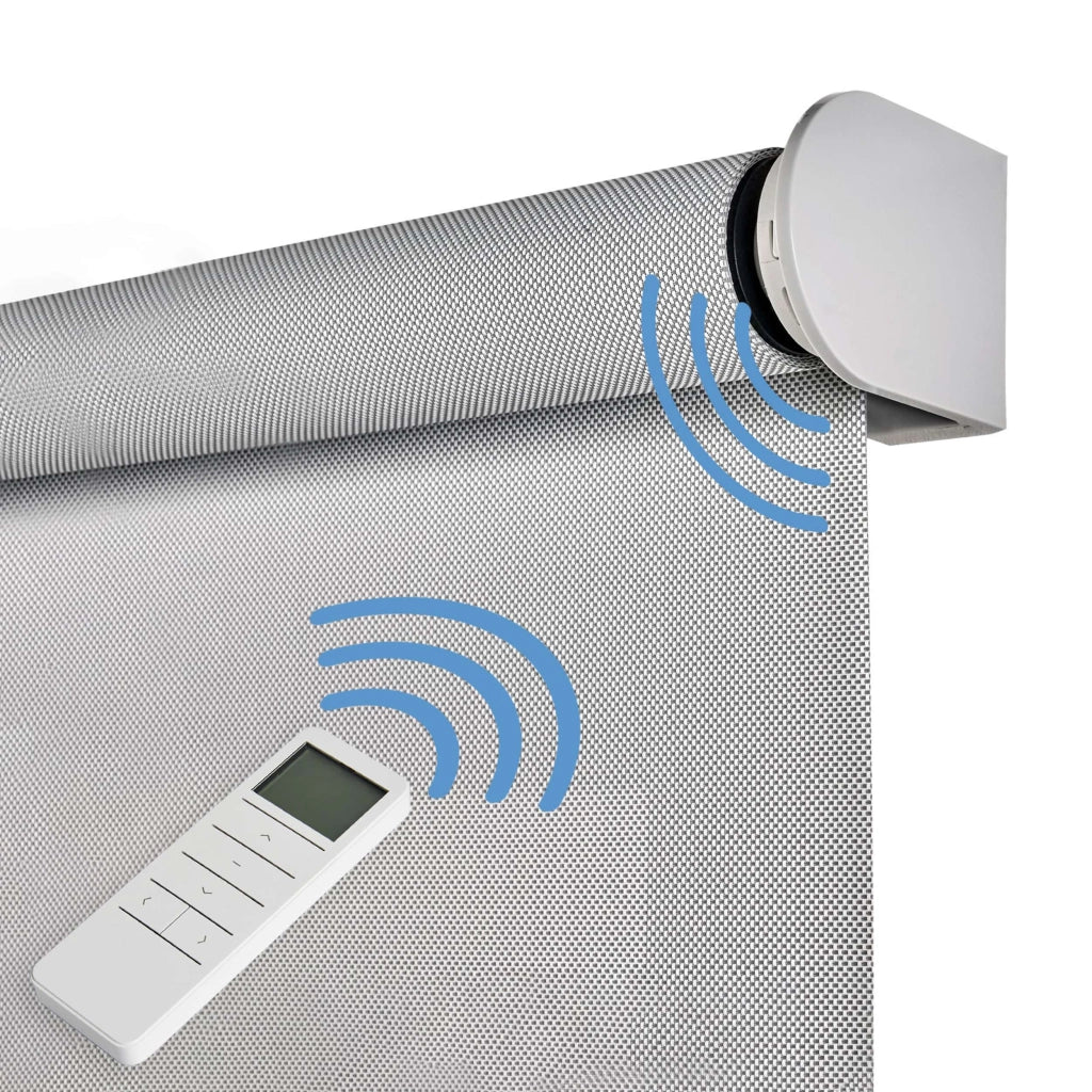 Tende a Rullo Motorizzate Screen Premium con finiture in alluminio Tessuto Tecnico con Motore e Telecomando  Grigia 160x180 cm