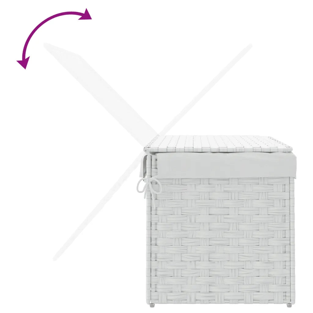 Cesto Portabiancheria Coperchio Bianco 55,5x35x34 cm Polyrattan CFW4981984