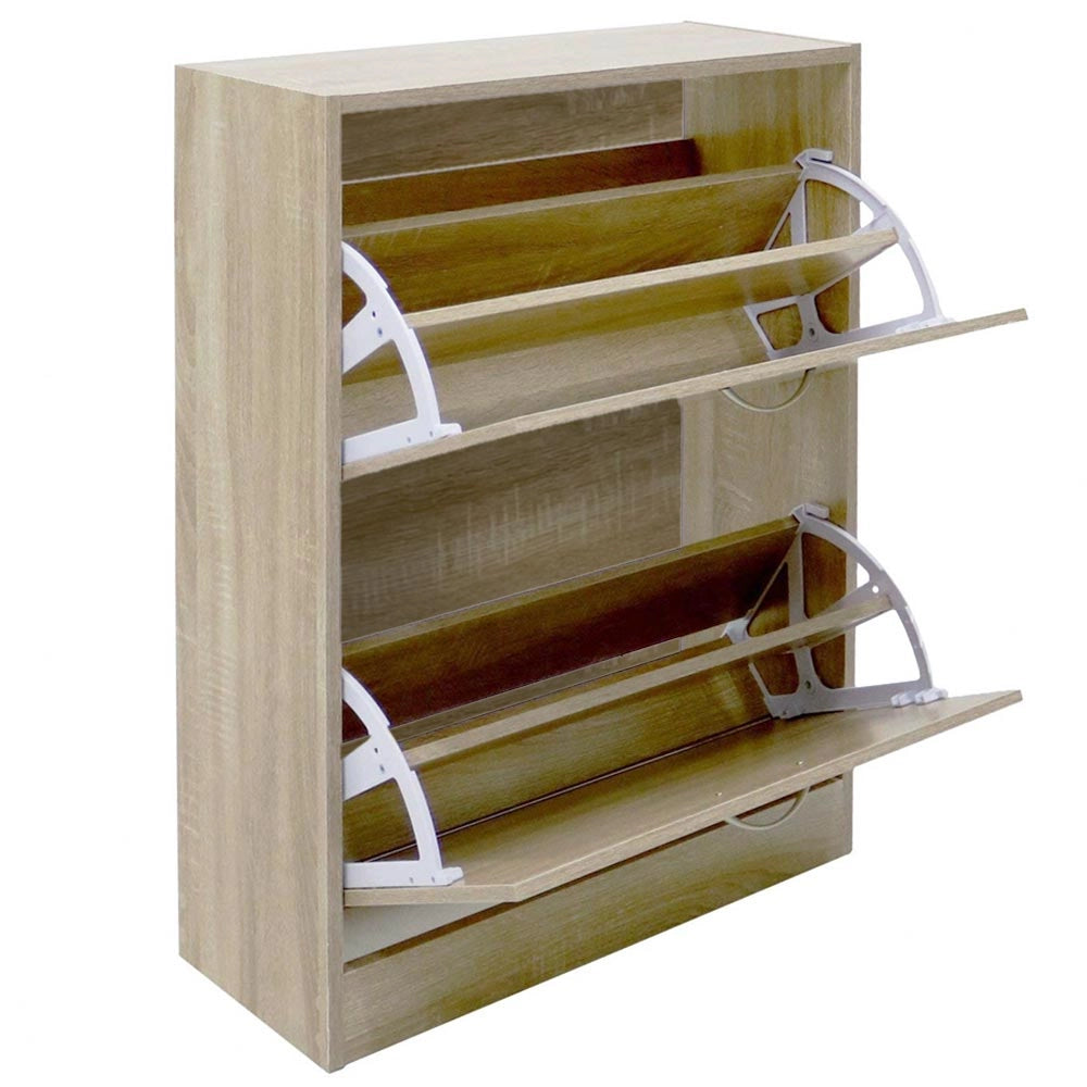 Scarpiera 2 Ante Ripiani Doppia Profondità in Melanina 60x24x83cm Colore Beige