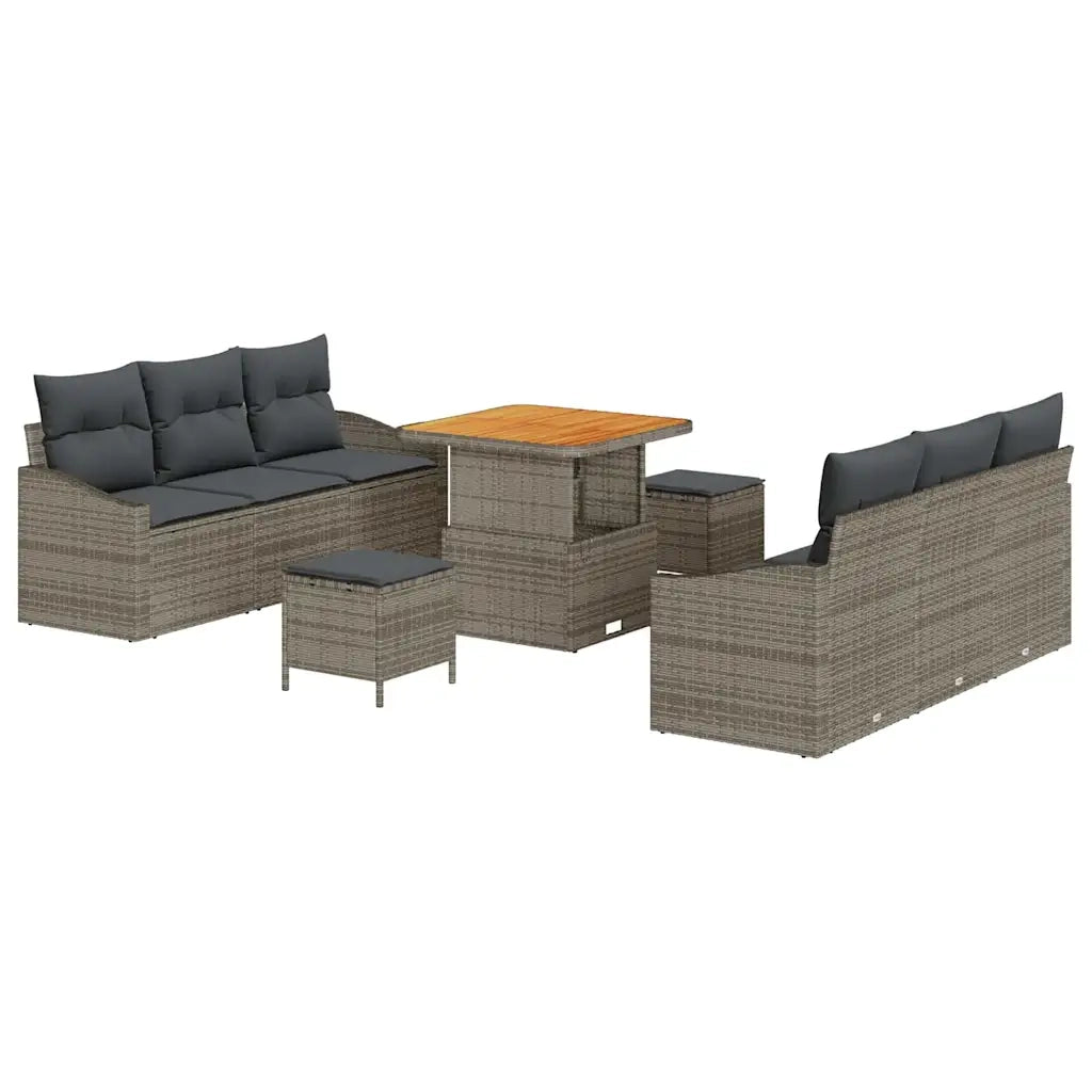 Set Divano da Giardino con cuscino 9 pcs Grigio polyrattan 3362608