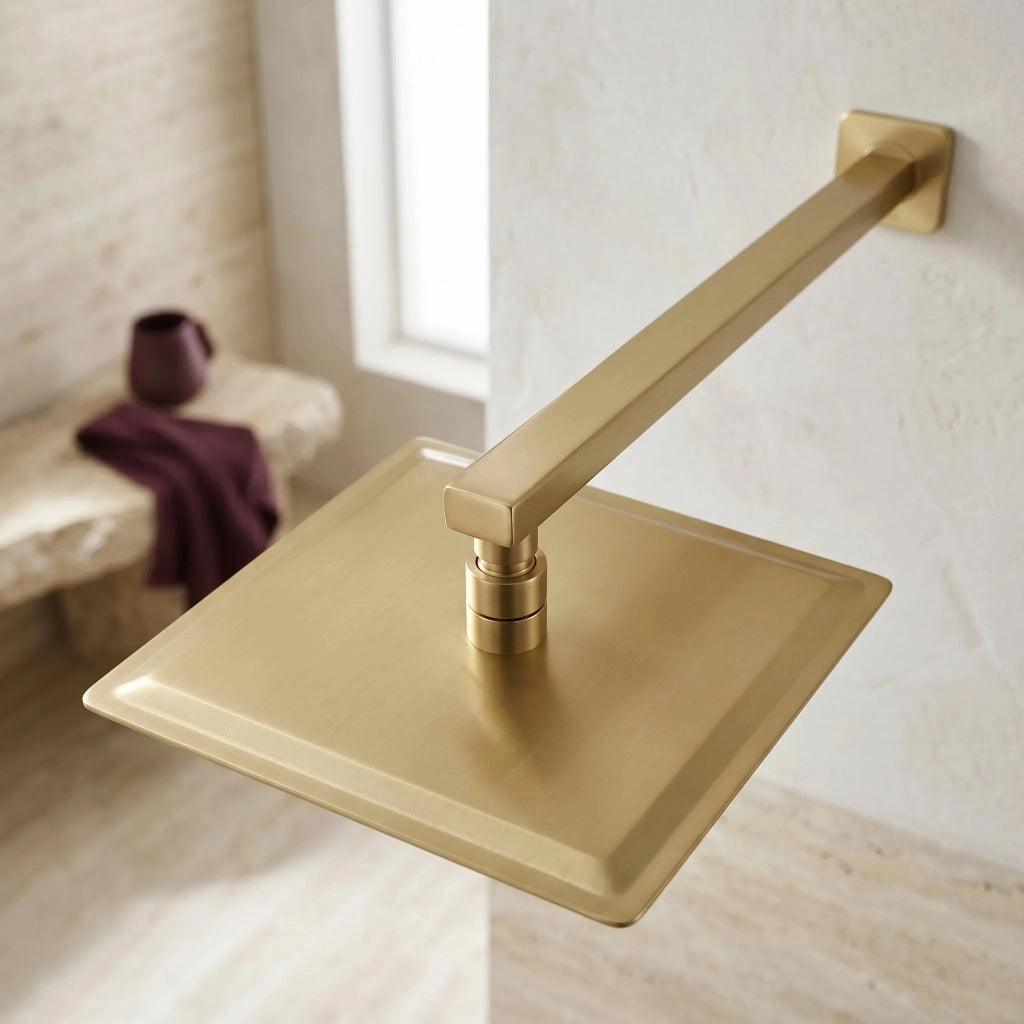 Braccio Doccia Quadrato Rea Js-9022bg 40cm Brush Gold