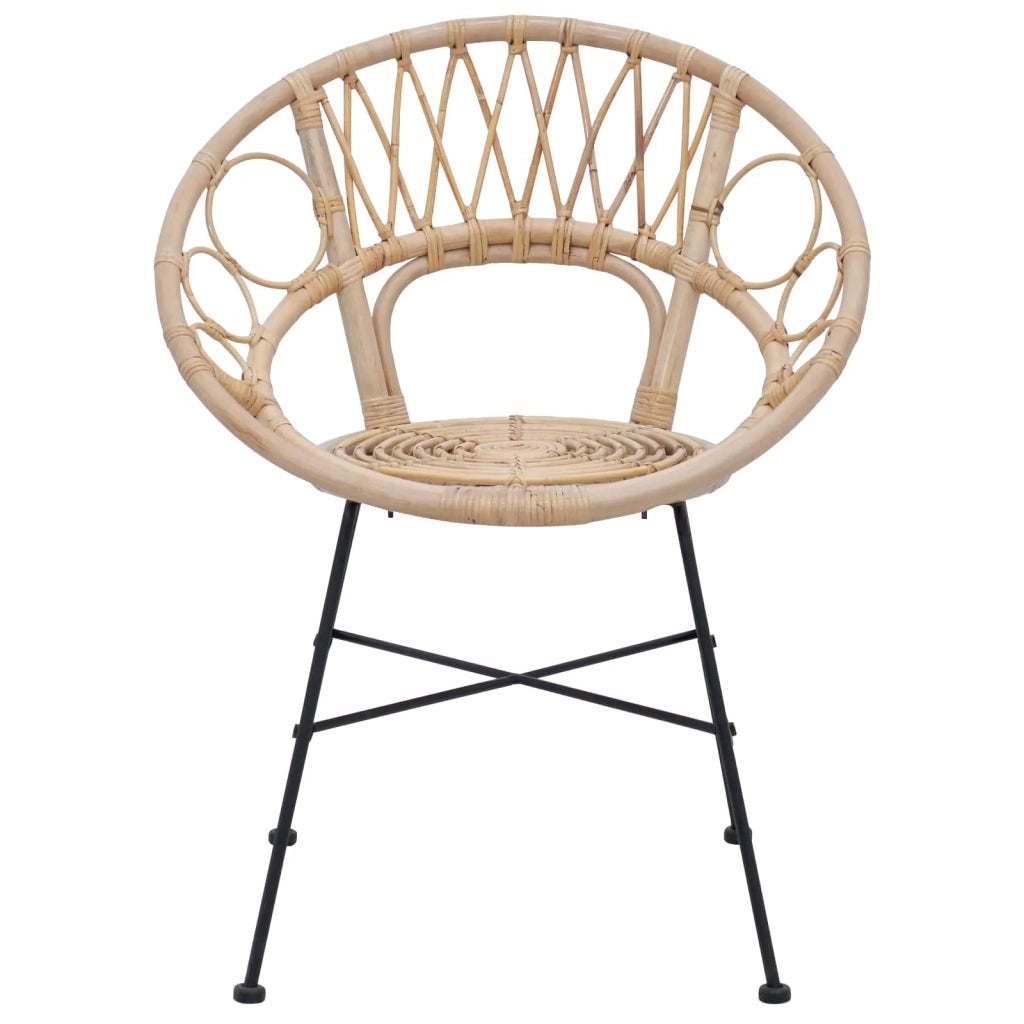 Sedia da pranzo 2 pz | Sedie da cucina Rattan e Ferro Naturale 54 x 65 x 82 cm