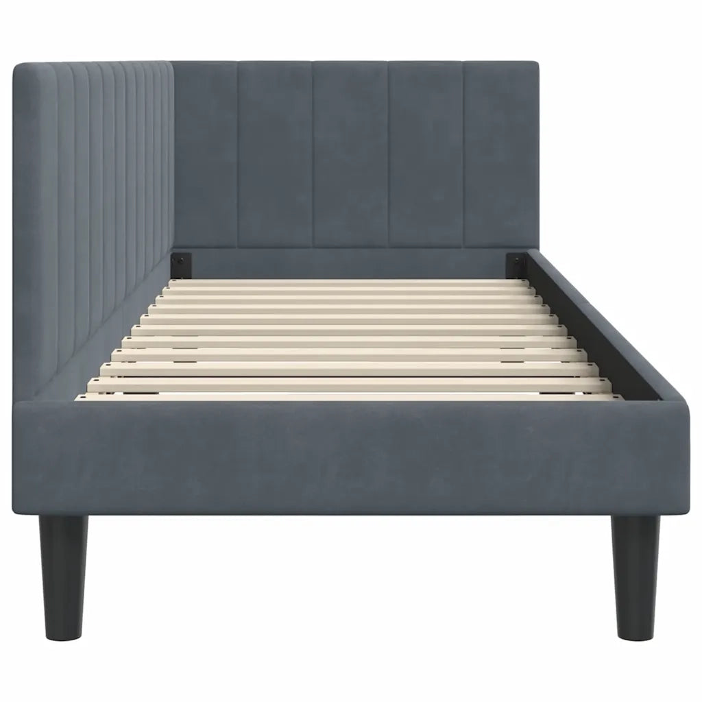 Letto singolo | Letto per adulti | Cornice del letto ad angolo Grigio scuro 80 cm x 200 cm Velluto