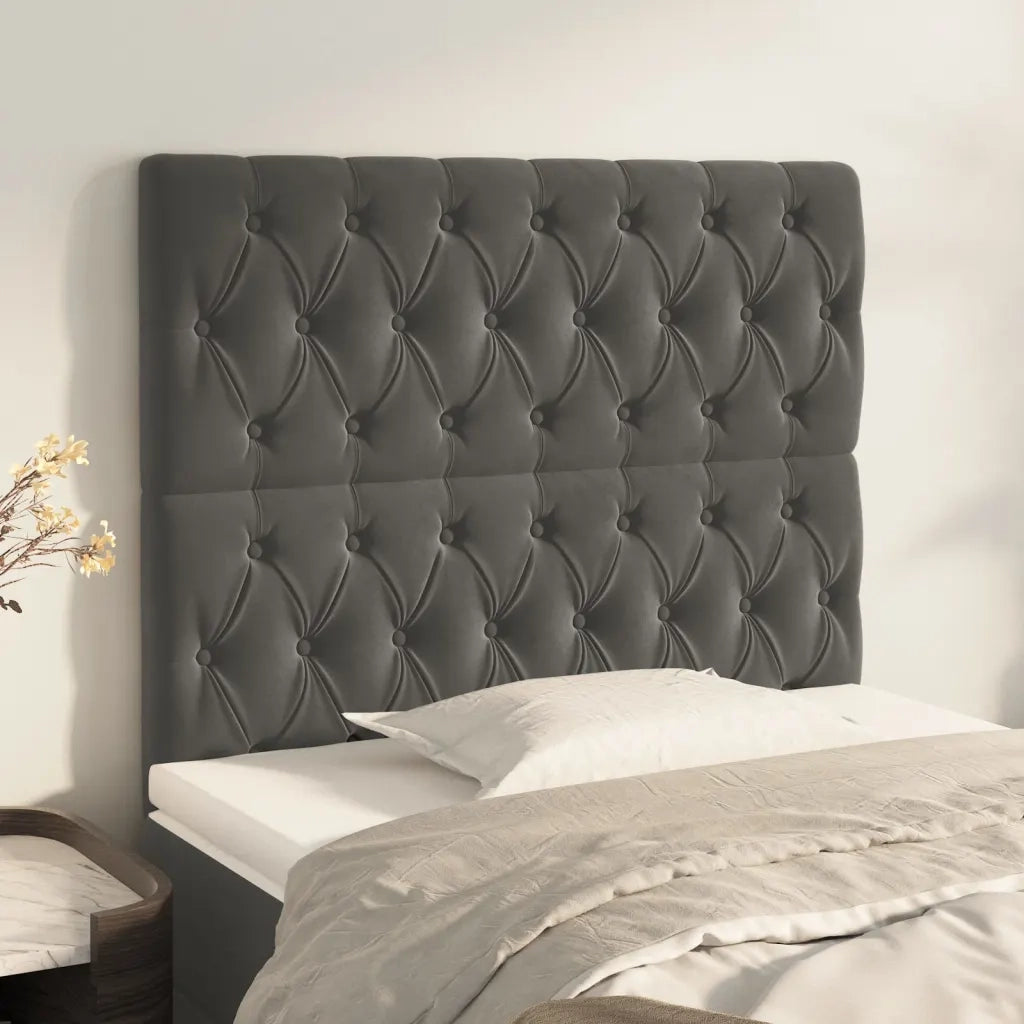 Testiera | Testata Grigio Scuro 90x7x118/128 cm Velluto