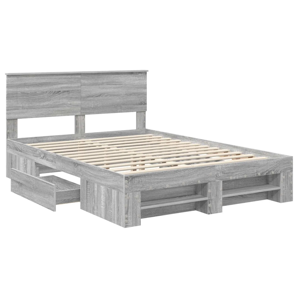Struttura del letto con testiera Grigio Sonoma 150 x 200 cm 3408751