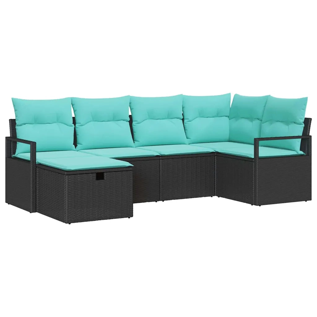 Set di divani con cuscino 6 pcs Nero e Turchese polyrattan 3359185