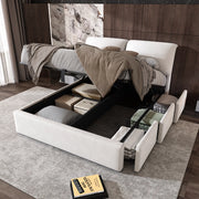 letto imbottito velluto beige 140 x 200 cm