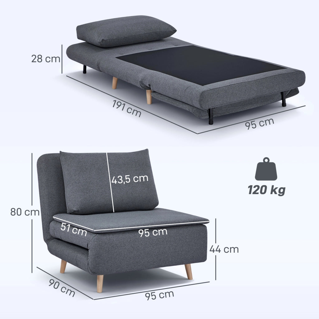 Poltrona letto reclinabile ¨C Minimal ¨C Grigio, legno di faggio