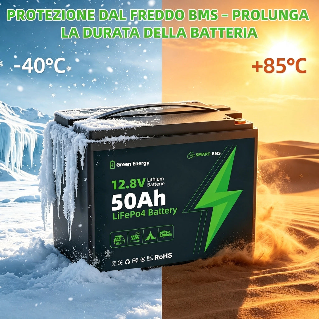 Power Station Portatile con Batteria di Accumulo 12;8V 50Ah con Bluetooth; 15000 cicli; BMS intelligente; impermeabile IP67; per auto; moto; camion