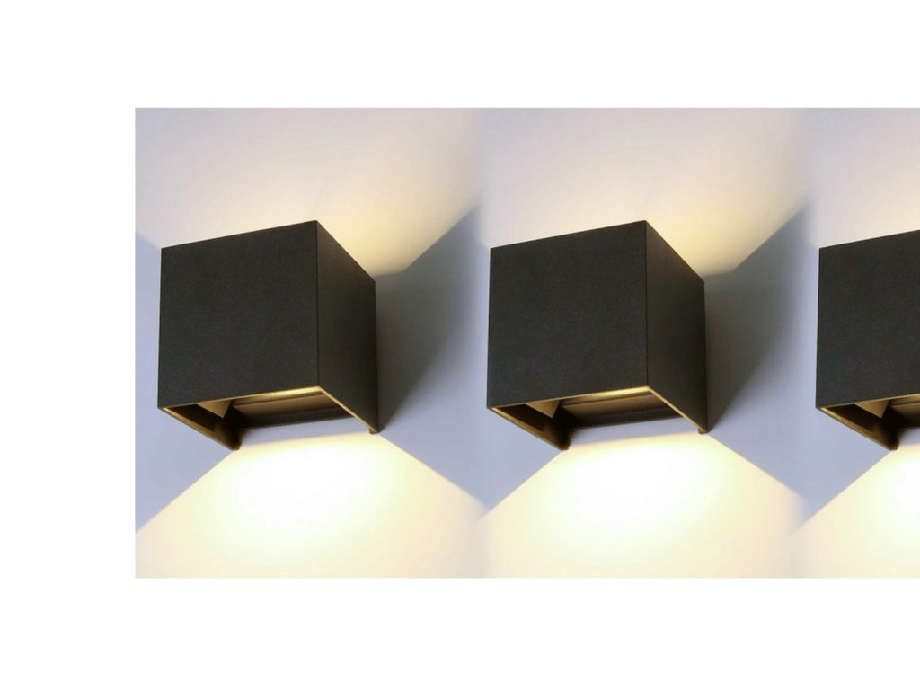 Kit da 3 Lampade da Parete a LED 12W IP65 Impermeabile per Interni ed Esterni Luce Regolabile 4000K Bianco Naturale Ex Demo