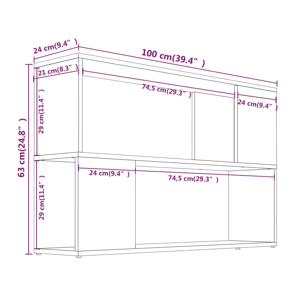 Libreria-Scaffale per Libri-Mobile di Stoccaggio Grigio Sonoma 100x24x63 cm in Legno Multistrato