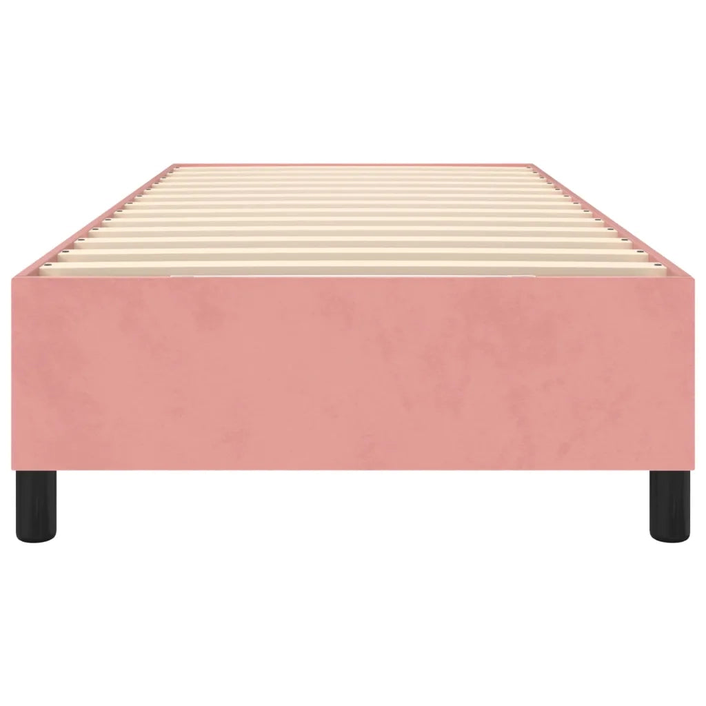 Struttura Letto a Rete a Molle-Giroletto Rosa 90x200 cm in Velluto 407029