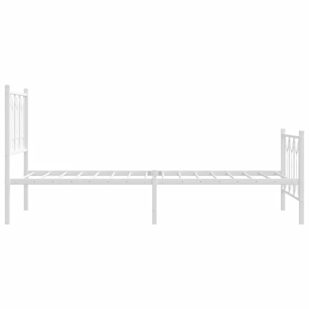 Giroletto con Testiera e Pediera Metallo Bianco 80x200 cm 376186
