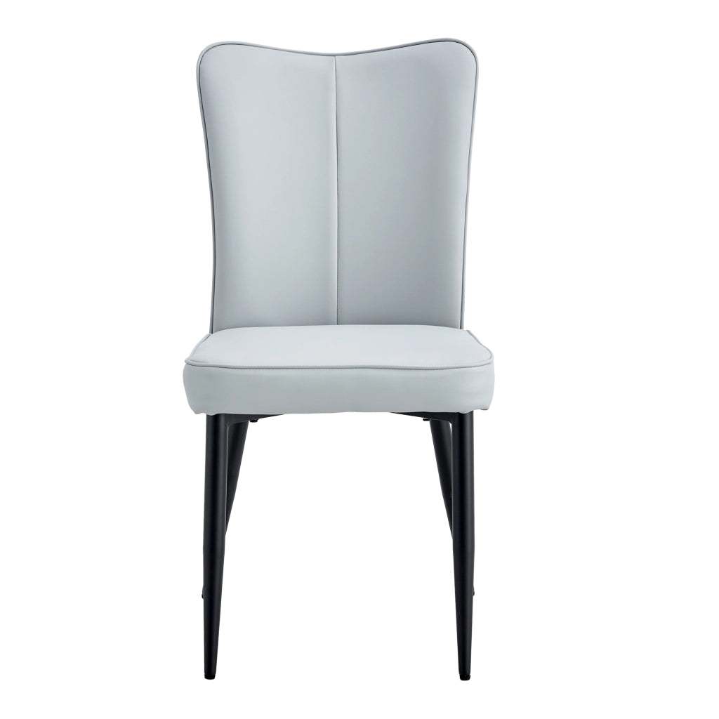 Set di 2 sedie da pranzo con schienale ergonomico e seduta imbottita in PU e metallo grigio chiaro e nero