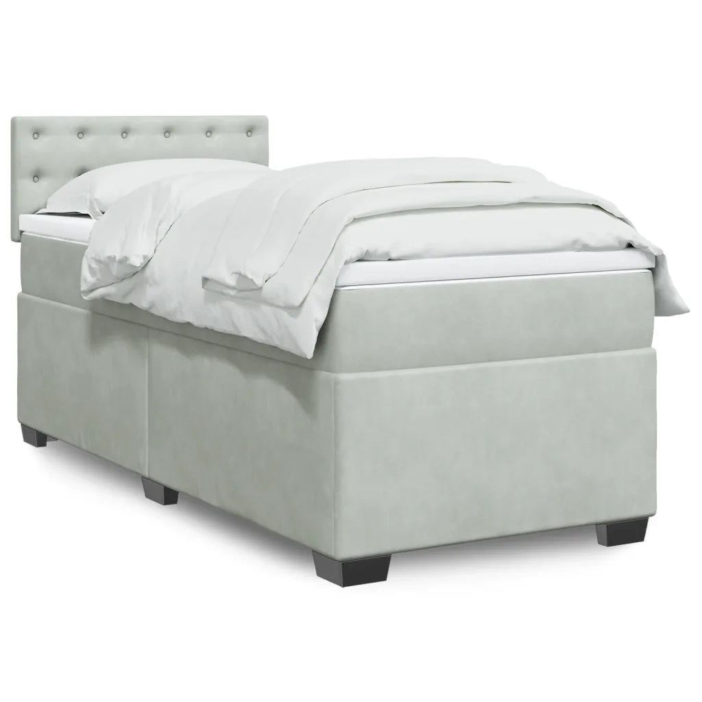 Giroletto a Molle con Materasso-Struttura Letto Grigio Chiaro 90x200 cm Velluto 415291