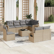 Set Divano da Giardino 9 pz con Cuscini Beige in Polyrattan 3220448