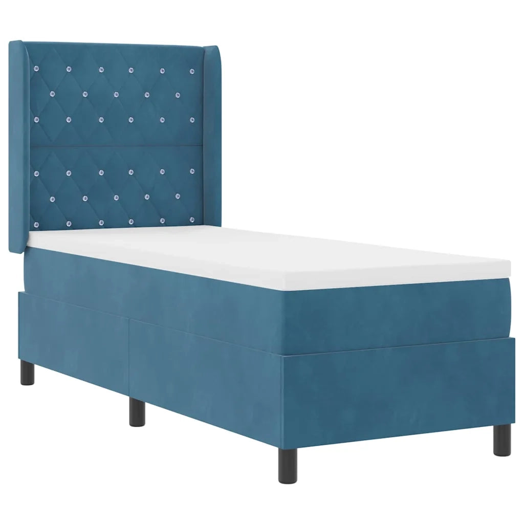 Letto a molle con materasso con led Blu 80 x 200 cm Velluto 3343788