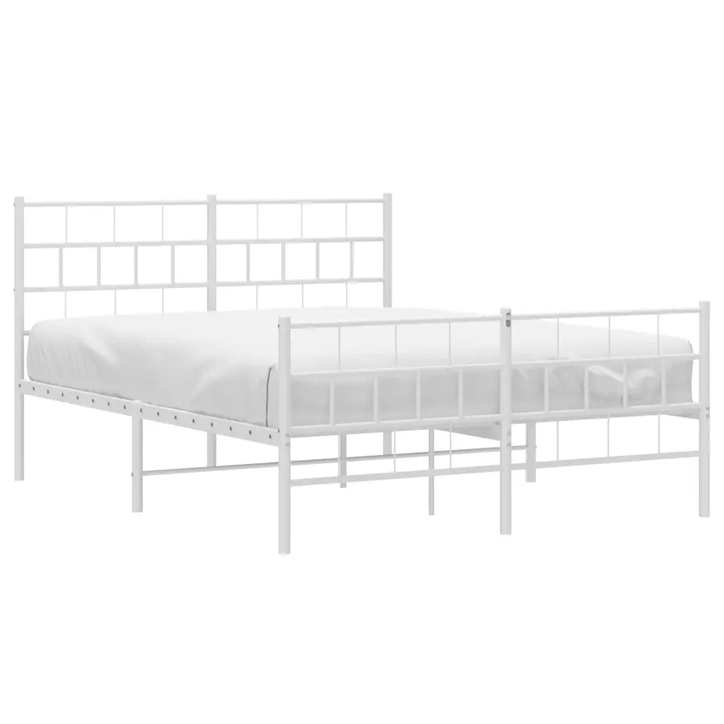 Giroletto con Testiera e Pediera Metallo Bianco 120x200 cm 355724