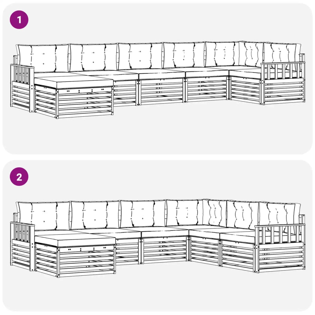 Set di divani da esterno 7 pz Bianco e Beige 3390838