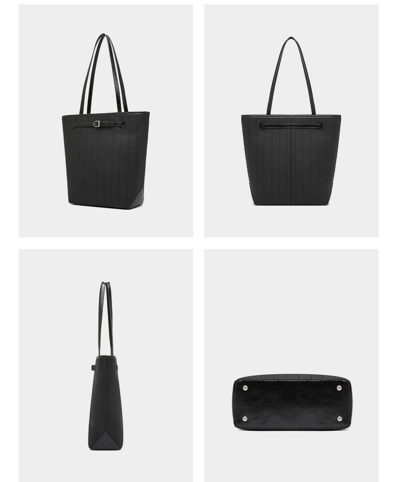 Borsa tote Lazy Style in vera pelle nera