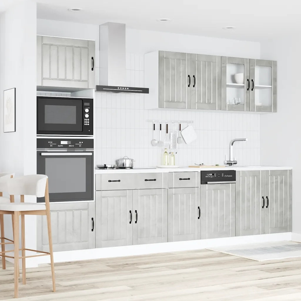 Set Mobili da Cucina 7 pz Lucca Grigio Cemento in Truciolato 3314745