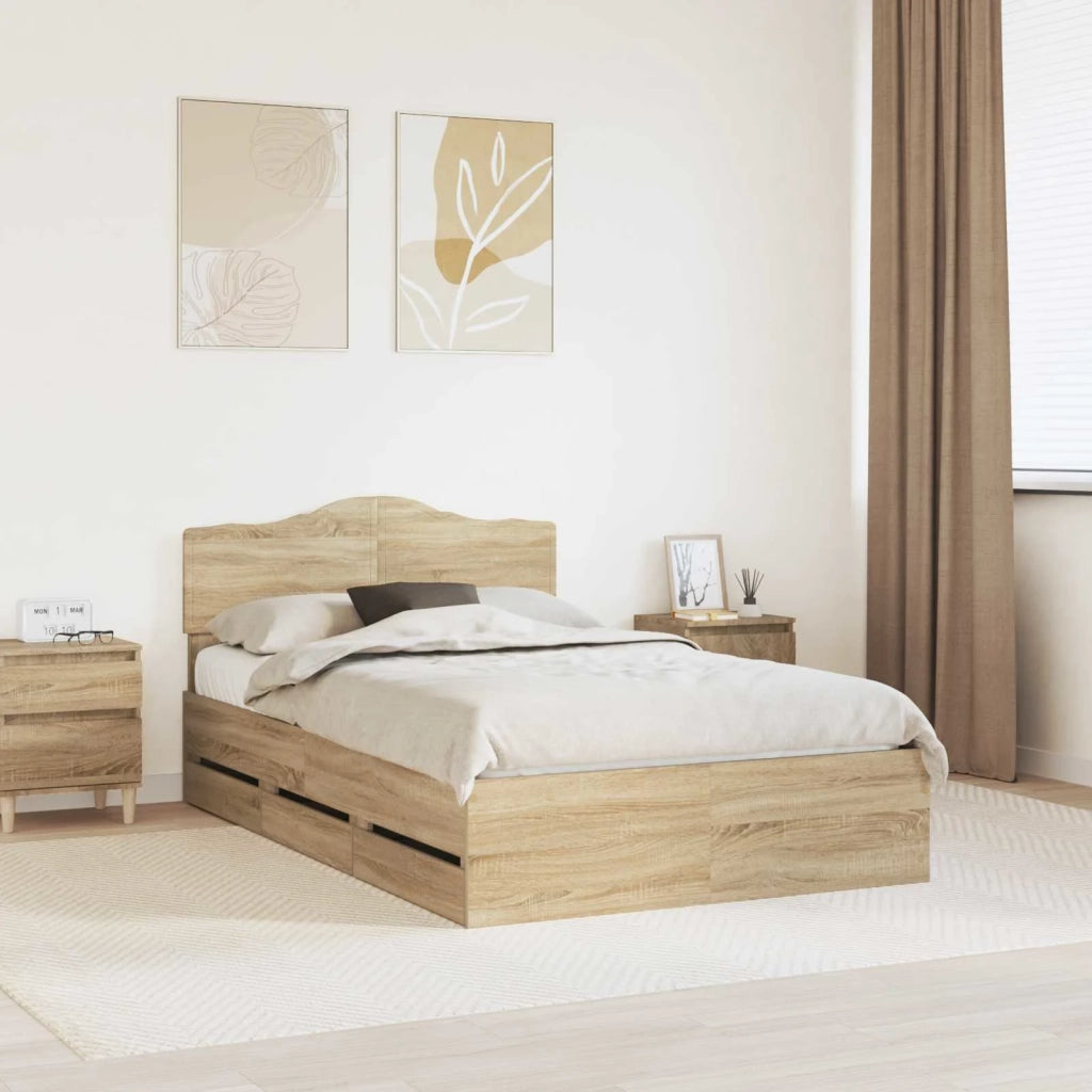 Struttura del letto con cassetto Rovere Sonoma 120 x 190 cm 3413028
