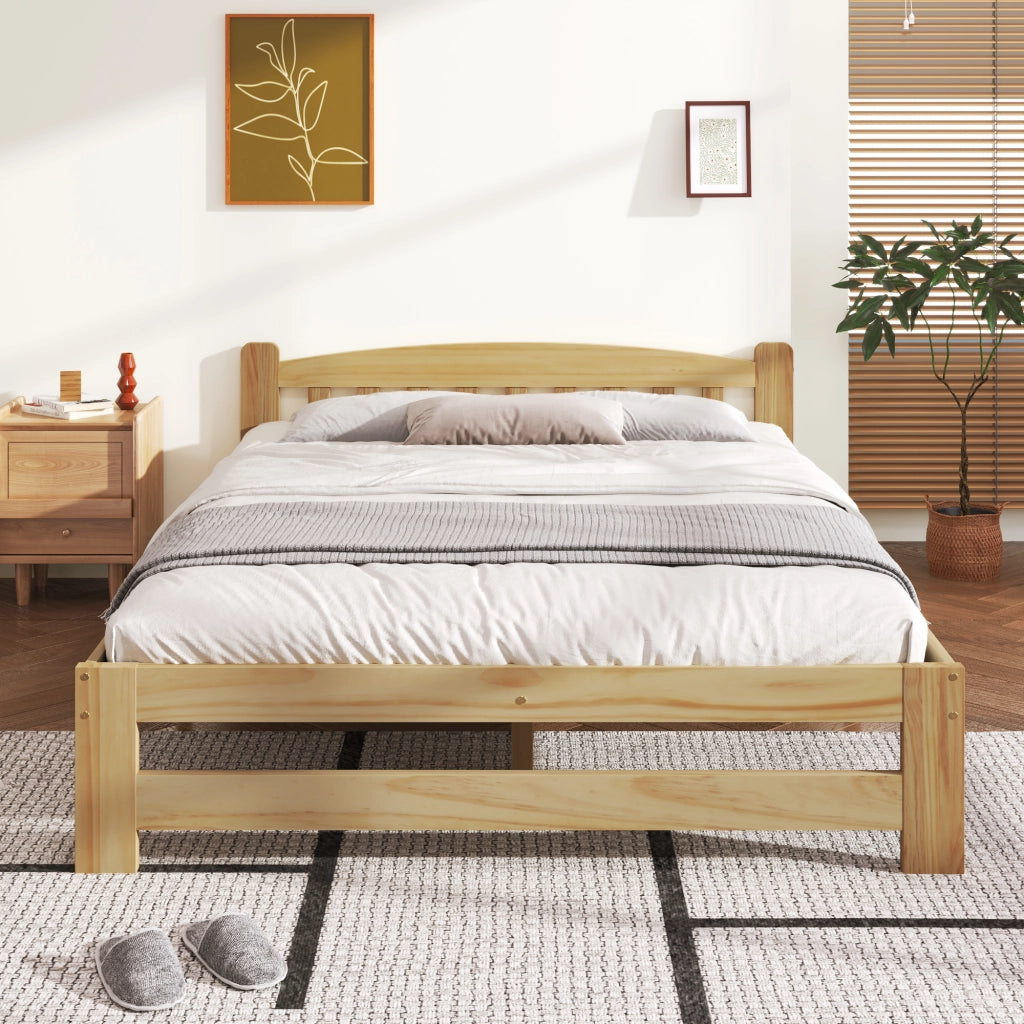 Letto futon in legno massello, letto matrimoniale, letto in legno massello naturale con testiera e rete a doghe, letto per ragazzi, letto per adulti,