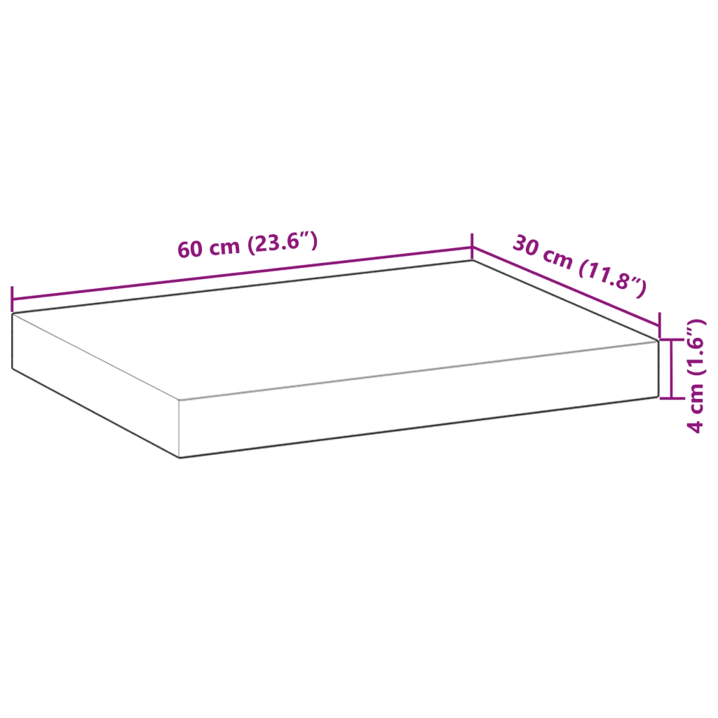 2 pz Mensole da Parete | Scaffali a Parete | Ripiano a parete 60x30x4 cm Legno Acacia Non Trattato