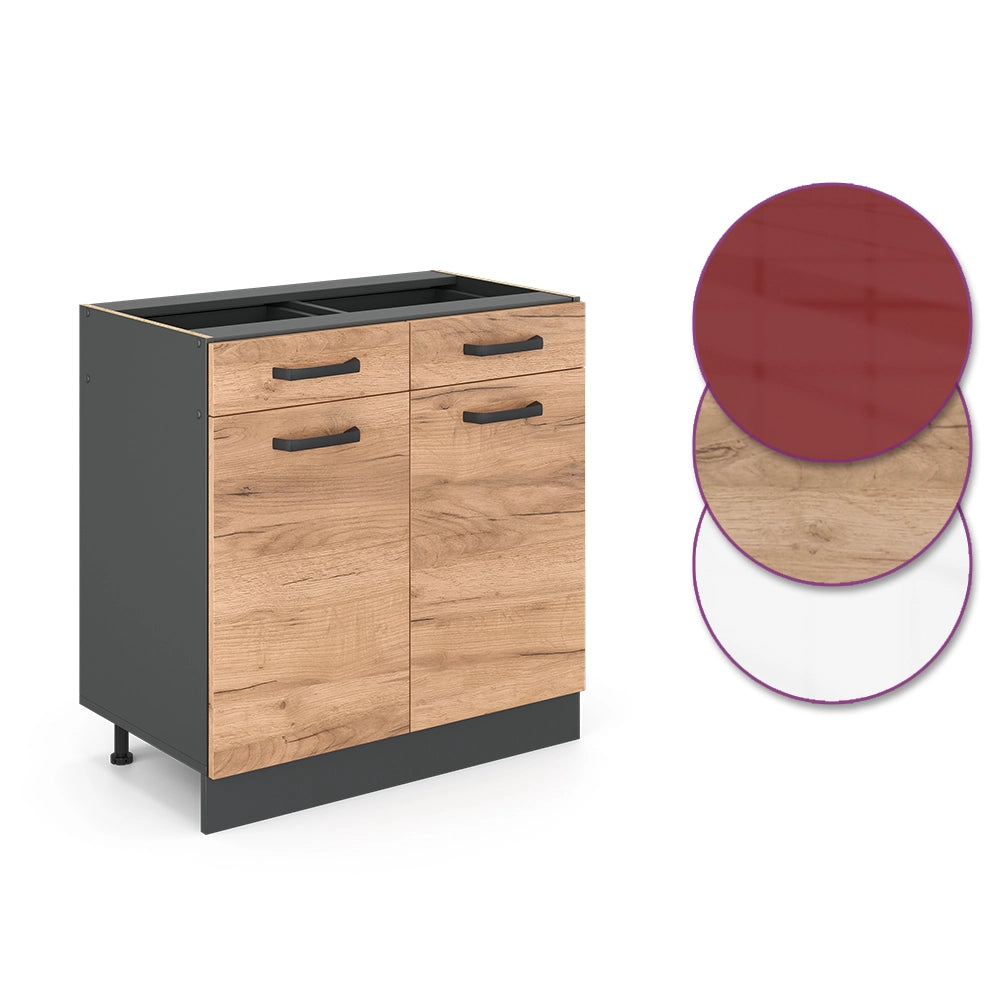 Vicco Mobiletto base per cucina Quercia dorata 80 cm , PL Antracite