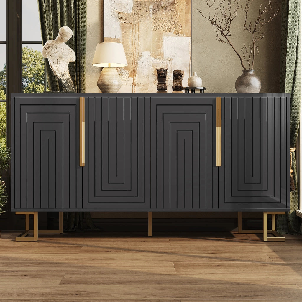 SIDEBOARD 152x40x75 cm Nero in MDF con 2 ante
