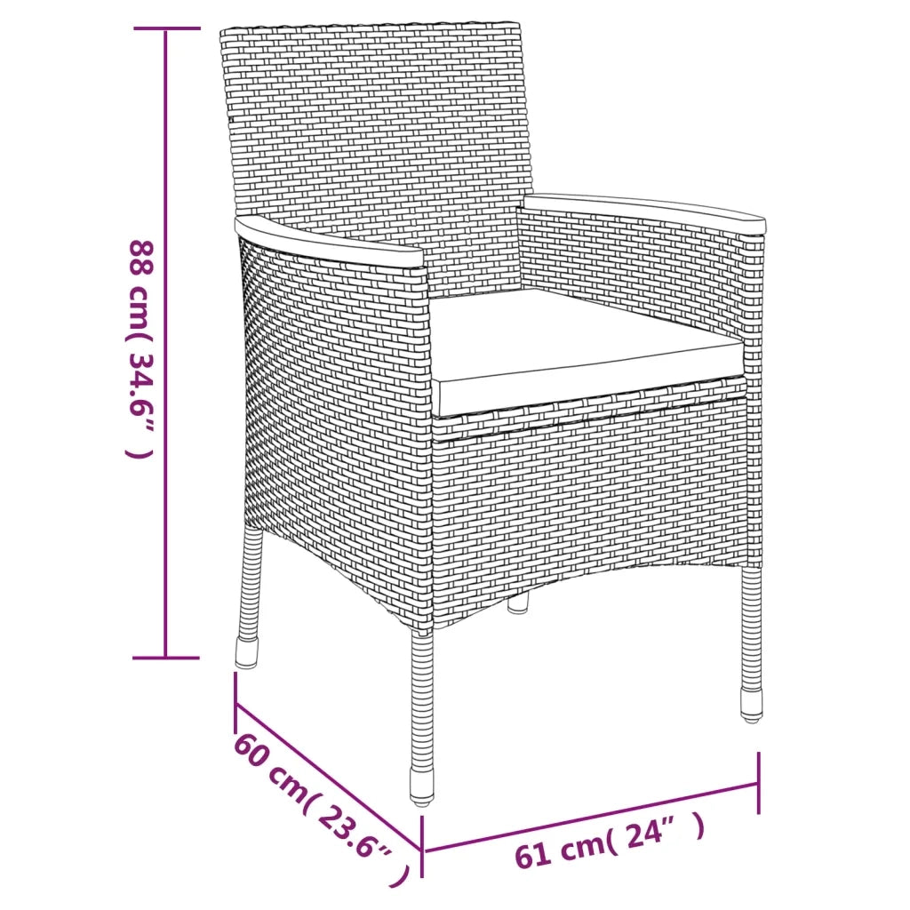 Set da Pranzo da Giardino 5 pz con Cuscini in Polyrattan Grigio 3187381