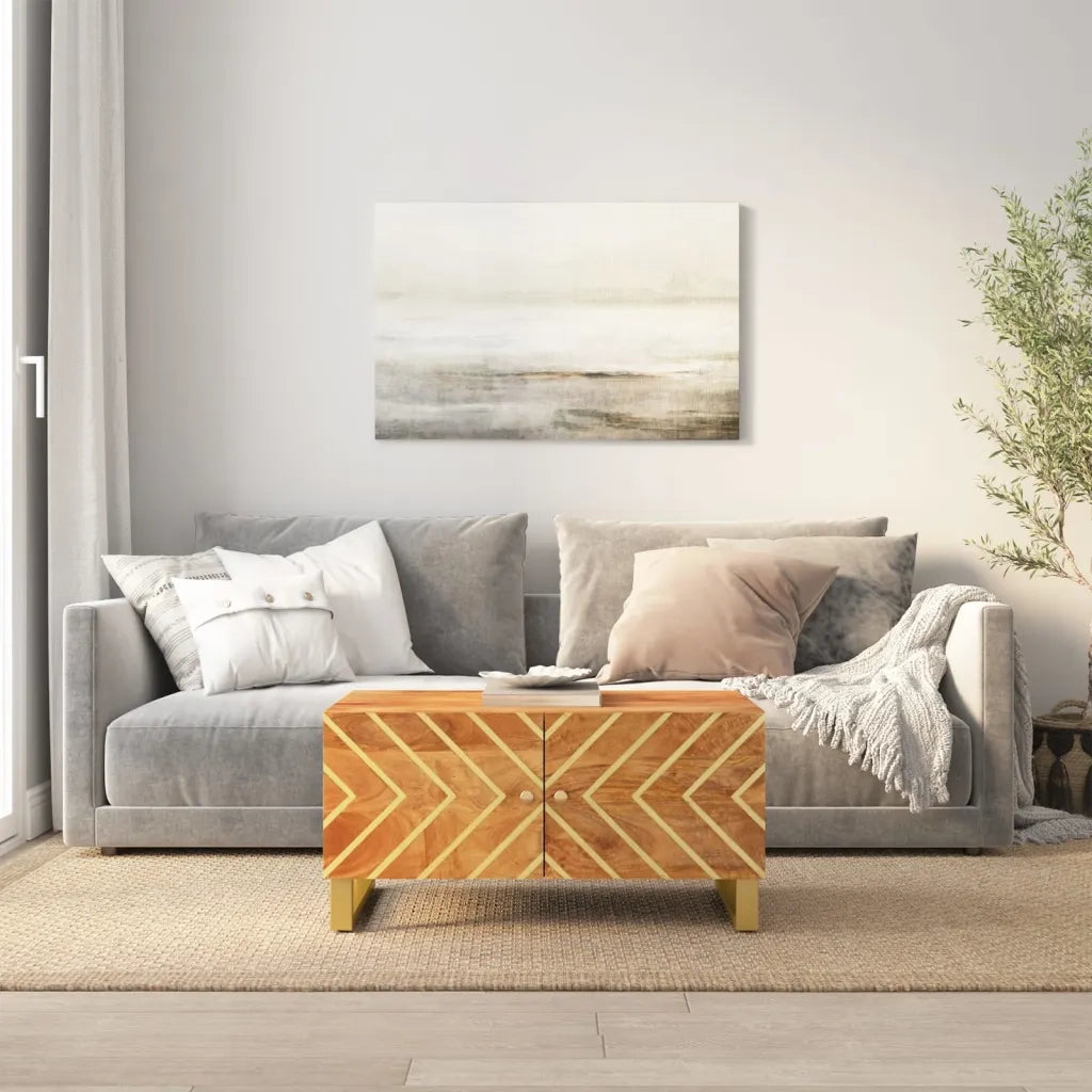 Tavolino da Salotto-Tavolino da soggiorno-Tavolo Marrone e Nero 80x50x40 cm Legno di Mango 460027