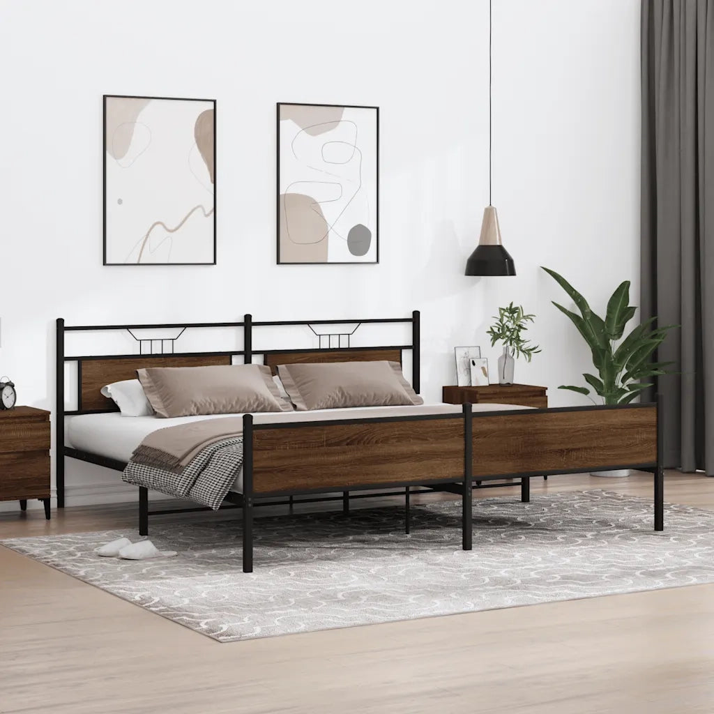 Giroletto senza Materaso in Metallo Rovere Marrone 200x200 cm 3325139