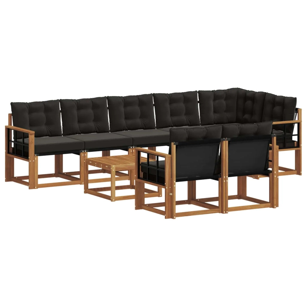 Set di divani da esterno con cuscino 9 pcs Naturale e Nero 3368815