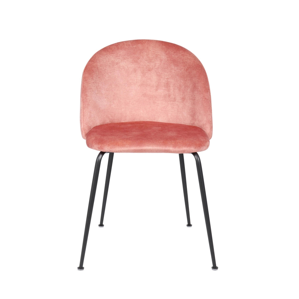 Sedia Calypso in Velluto Rosa Chiaro con Struttura in Metallo Antracite - Design Moderno ed Elegante per Interni - 45x55x79 cm