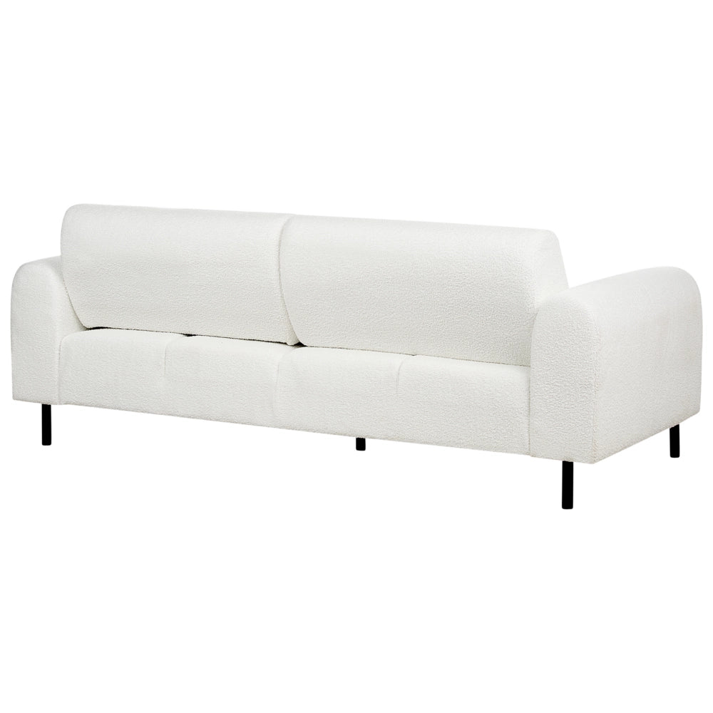 Set soggiorno divano 3 posti e poltrona imbottita in tessuto bouclè bianco con schienale regolabile stile elegante moderno