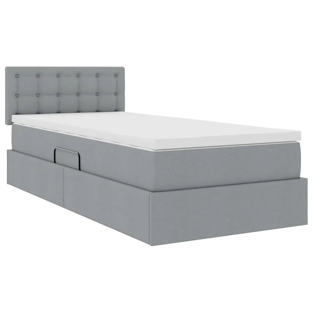 Letto con contenitore e LED Grigio chiaro 100 x 200 cm Tessuto 3371250