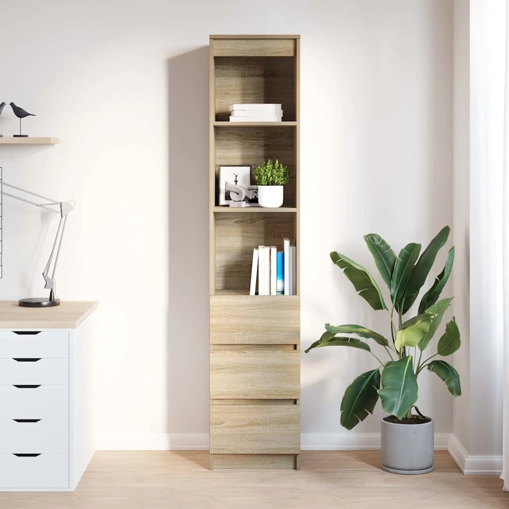 Credenza-Buffet-Armadio da cucina Rovere Sonoma 37,5x35x180 cm in Legno Multistrato 915437