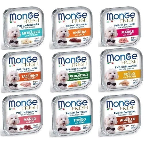 Fresh paté Monge cibo per cani in scatola - 32 vaschette da 100 grammi flavor: POLLO