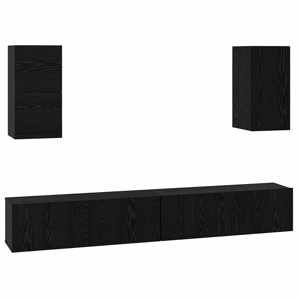 Mobile TV moderno da parete 100 x 30 x 30 cm contenitore elegante e funzionale in legno ingegnerizzato rovere nero 02_0056029