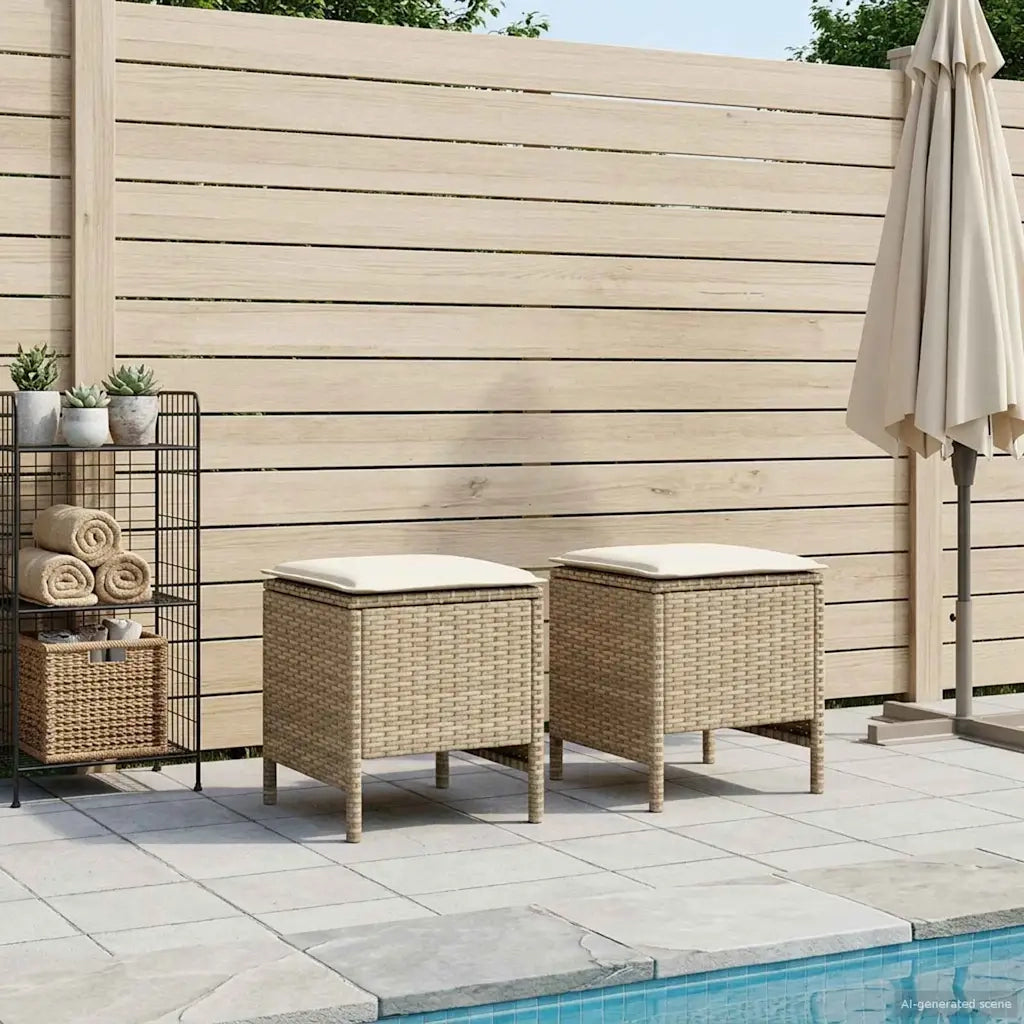 Poggiapiedi da Giardino 2 Pezzo Beige e Crema 38 x 38 x 45 cm 42025387