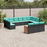 Set Divani da Giardino 13 pz con Cuscini Nero in Polyrattan 3228136