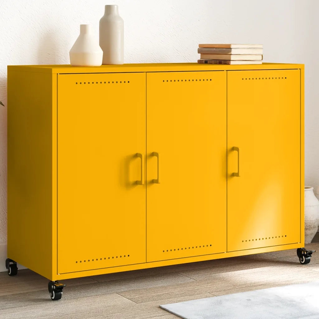 Credenza-Buffet-Armadio da cucina Giallo Senape 100,5x39x72 cm in Acciaio