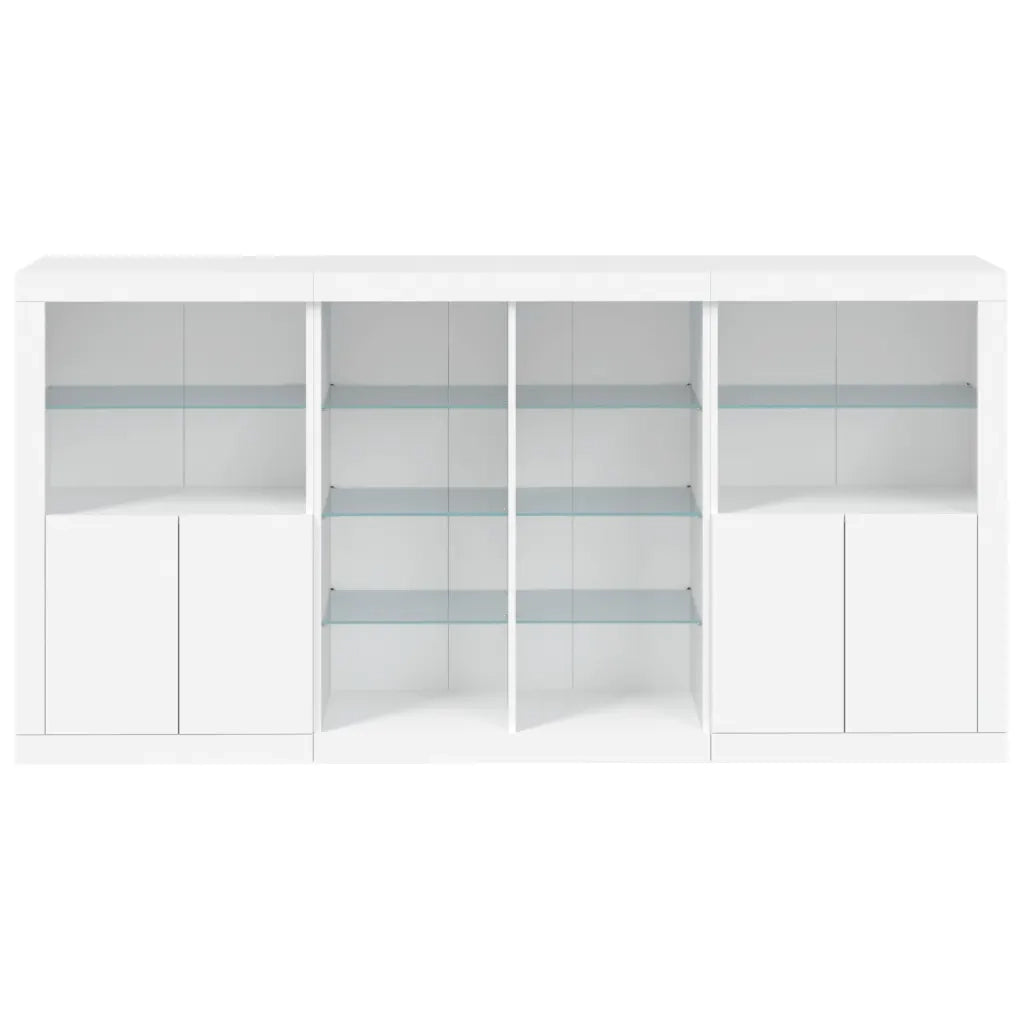 Credenza | Madia | Buffet da pranzo | Armadio da pranzo con Luci LED Bianca 202x37x100 cm