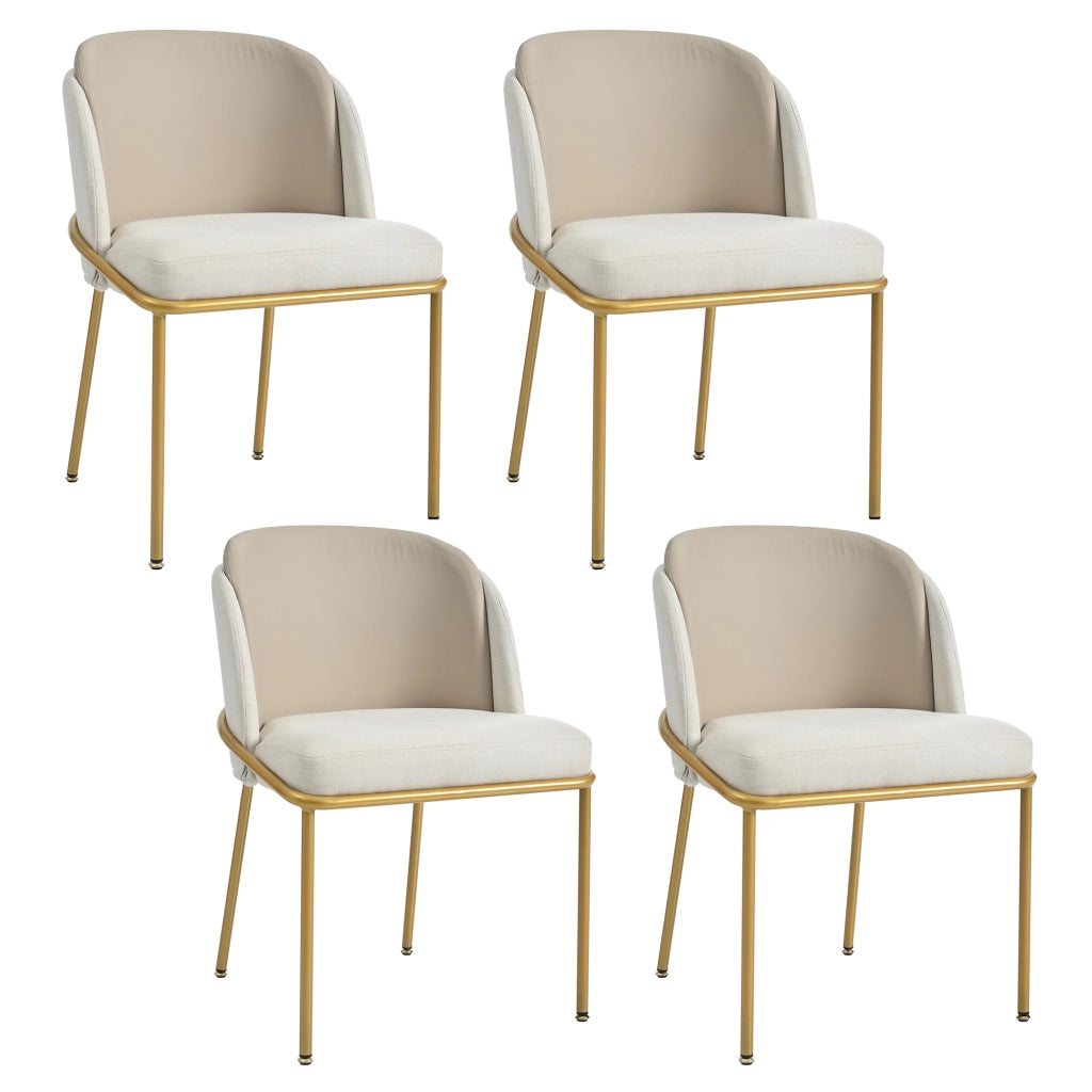 SEDIA da pranzo set da 4 pezzi beige con piedini regolabili