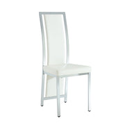 Set tavolo da pranzo e sedie con 1 tavolo rotondo e 4 sedie in vetro temperato; metallo e PU bianco e argento